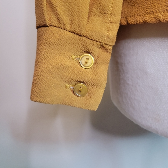 All in Favor Twisted Button Down Shirt, Mustard - Picture 8 of 9